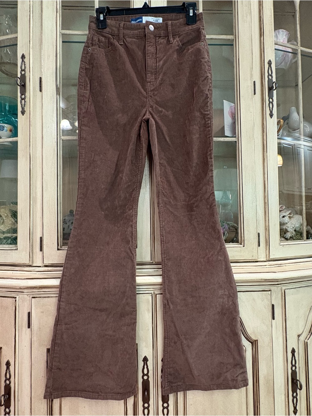 Old Navy Cotton Blend Corduroy Flare Pants in Chocolate Brown